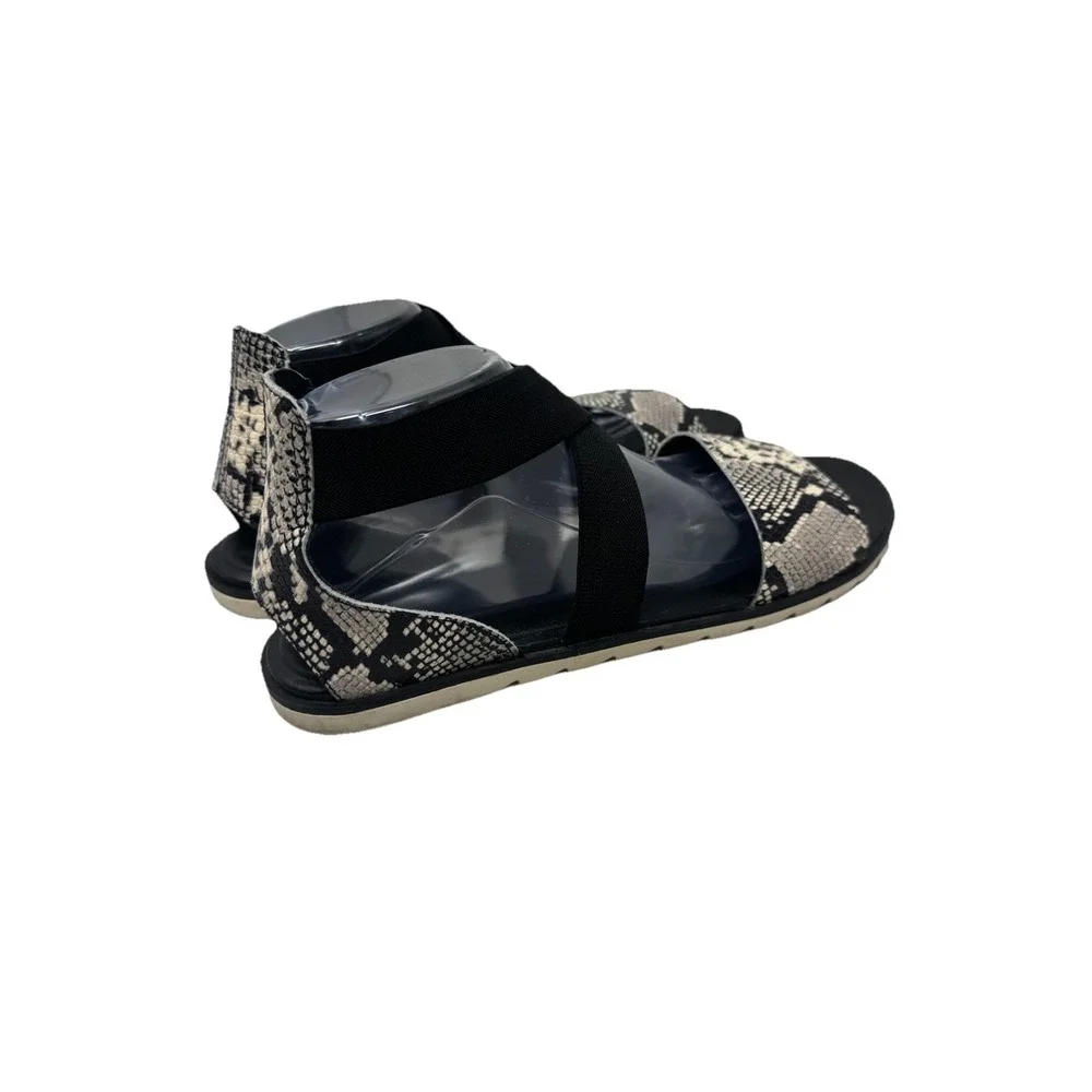 🔥Sorel Ella 🖤Sandal Women's 11 Snakeskin Print Black  Gladiator Elastic Straps